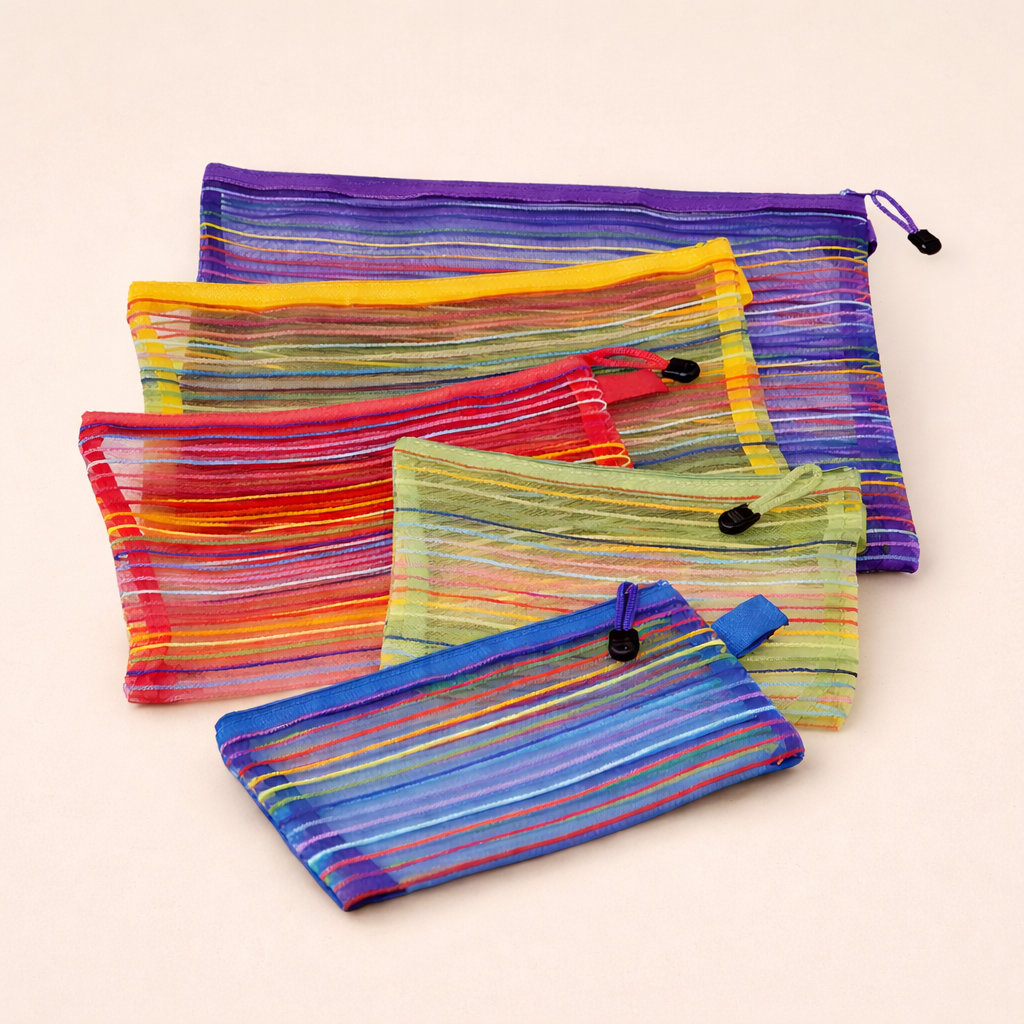 Mesh Zip Up Travel Bags  Set of 5