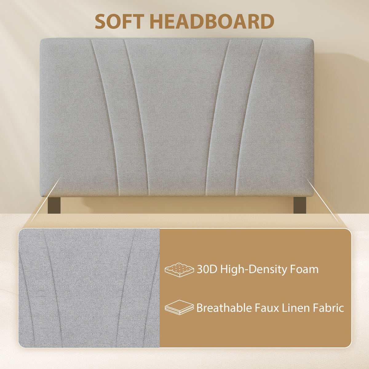 HOMCOM 3FT Single Bed Frame with Upholstered Headboard and Underbed Storage, Black and Light Grey