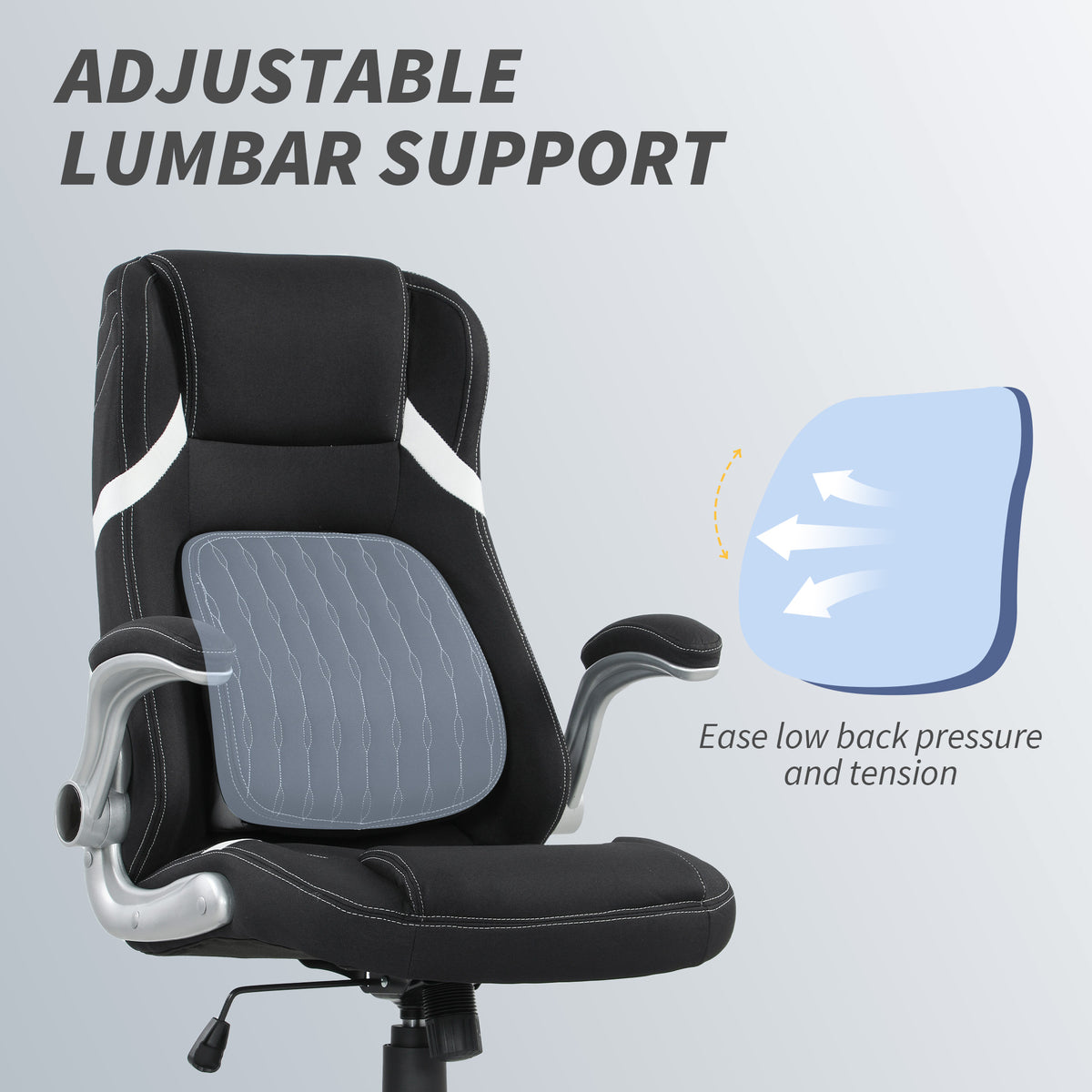 Vinsetto Linen-Look Office Chair, with Adjustable Height and Tension - Black