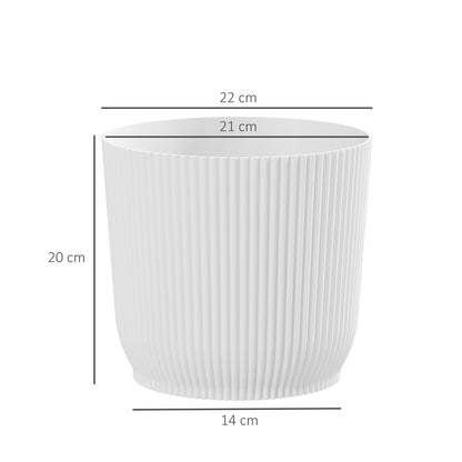 Outsunny Set of Three Ф22cm Planters - White