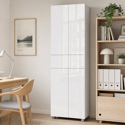 HOMCOM Storage Cabinet, Kitchen Cupboard with 3 Adjustable Shelves, 60L x 35W x 170H cm, White