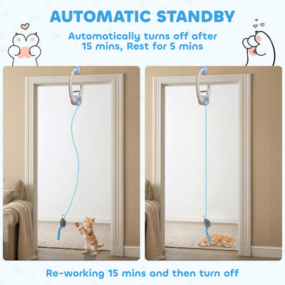PawHut Interactive Cat Toys for Indoor Kittens & Adult USB Rechargeable Door Hanging Bouncing Mouse Teaser
