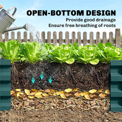 Outsunny Set of Two 100 x 60cm Steel Planter Boxes -Green