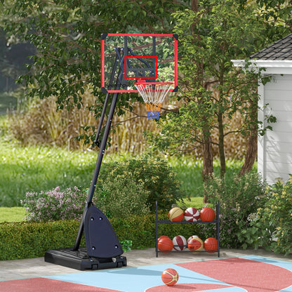 SPORTNOW 2.4-2.9m Adjustable Basketball Hoop and Stand with Weighted Base, Portable on Wheels, Red
