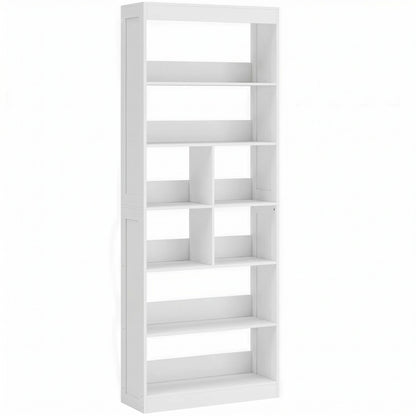HOMCOM Bookcase, 6-Tier Bookshelf with Open Storage Shelves, Cubes, 180 cm Tall Display Shelf with Anti-Tipping Design, White