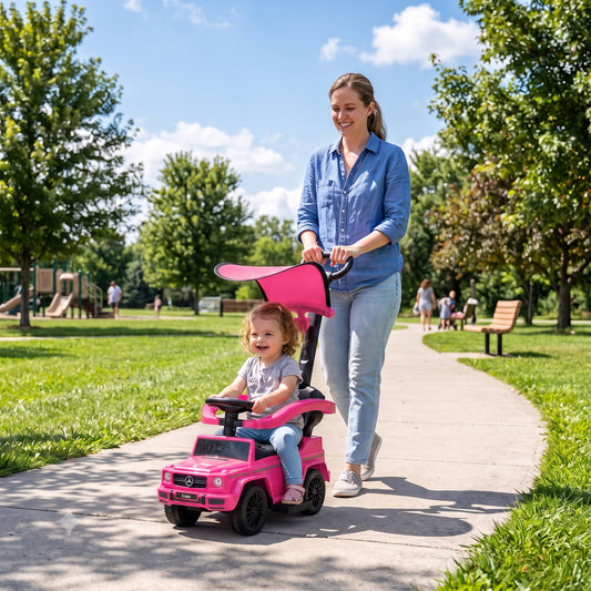 HOMCOM 3 in 1 Kids Children Ride on Push Car Toddler Sliding Car G350 Licensed Walker Foot to Floor Slider Push-Along with Horn Steering Wheel NO POWER Manual, Pink