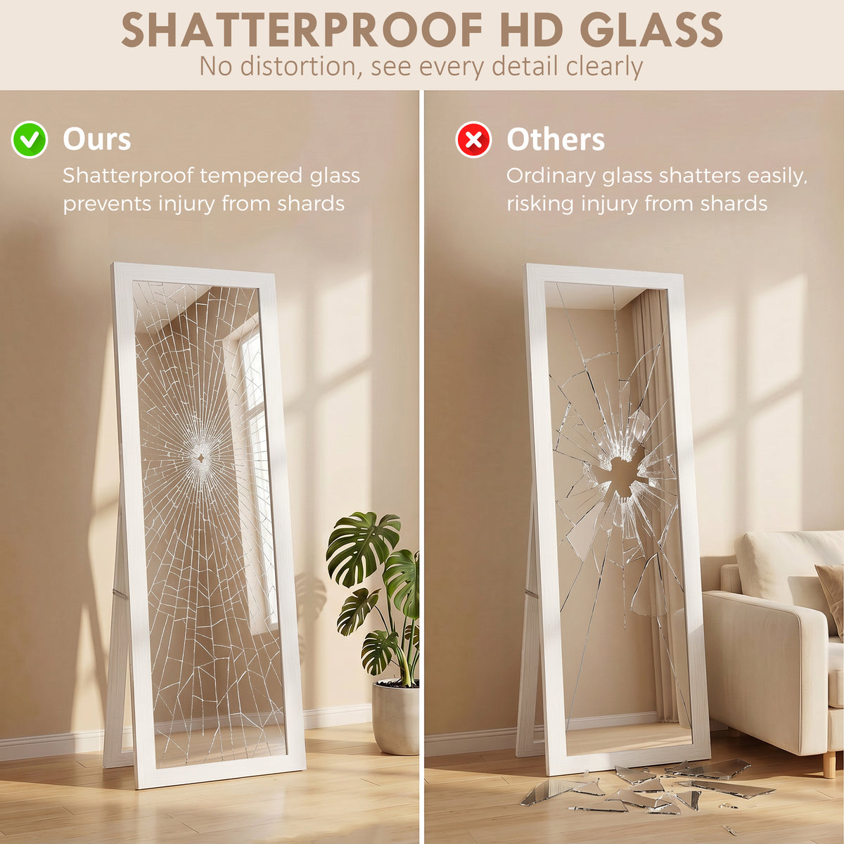 HOMCOM 37 x 157 cm Full Length Mirror - White