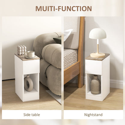 HOMCOM Set of Two Modern Storage Bedside Tables - Cream White