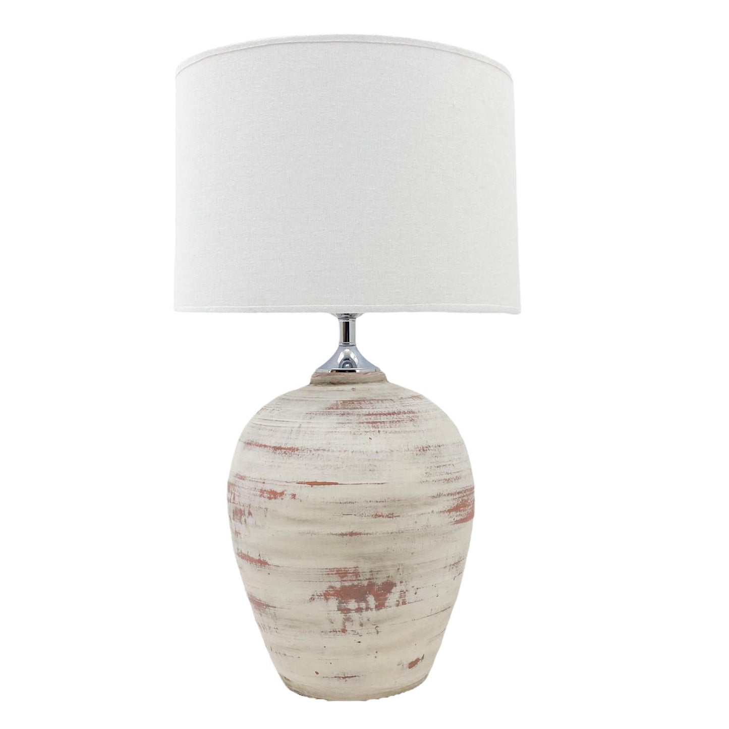 AcaciaHome Elegant Ceramic Table Lamp with Fabric Drum Shade – Decorative Bedside or Nightstand Light, Warm Soft Ambient Glow, E27 Bulb Compatible Lamp for Bedroom, Office & Desk (61cm Cream Lamp)