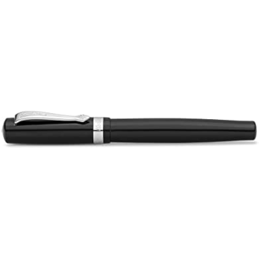 Kaweco STUDENT Black Fountain Pen I Premium Acrylic Fountain Pen for Ink Cartridges I Nostalgic Fountain Pen in Black with Silver Details I Student Pen 16 cm I Nib: B (Broad)