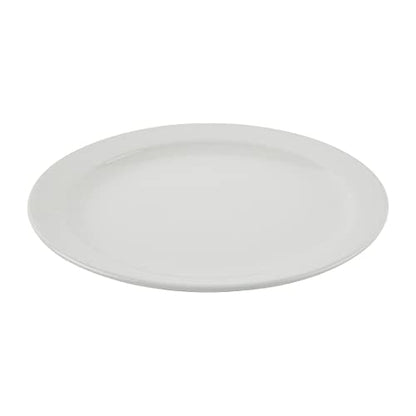 Olympia Athena Narrow Rimmed Plates 254 Mm/10 Inch (Pack Of 12), White Porcelain, Dinner Plate Set, Restaurant Tableware, Dinnerware - Microwave Safe, CF364