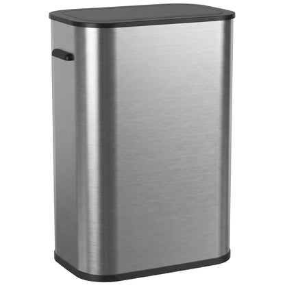HOMCOM 55L Sensor Bin for Kitchen, Touchless Automatic Waste Rubbish Bin, Stainless Steel, Battery Operated, Silver Tone