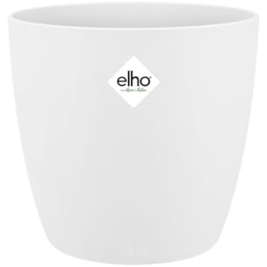 elho Brussels Round 22 - Flower Pot for Indoor - 100% Recycled Plastic - Ø 22.3 x H 20.6 cm - White/White