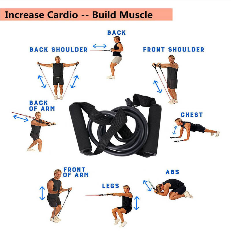 5 Levels  Elastic Band Yoga Pull Rope Elastic Gym Fitness Exercise Tube Band With Handles For Home Workouts Strength Training