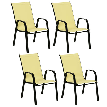 Outsunny Set of Four Stackable Mesh Seat Chairs - Beige
