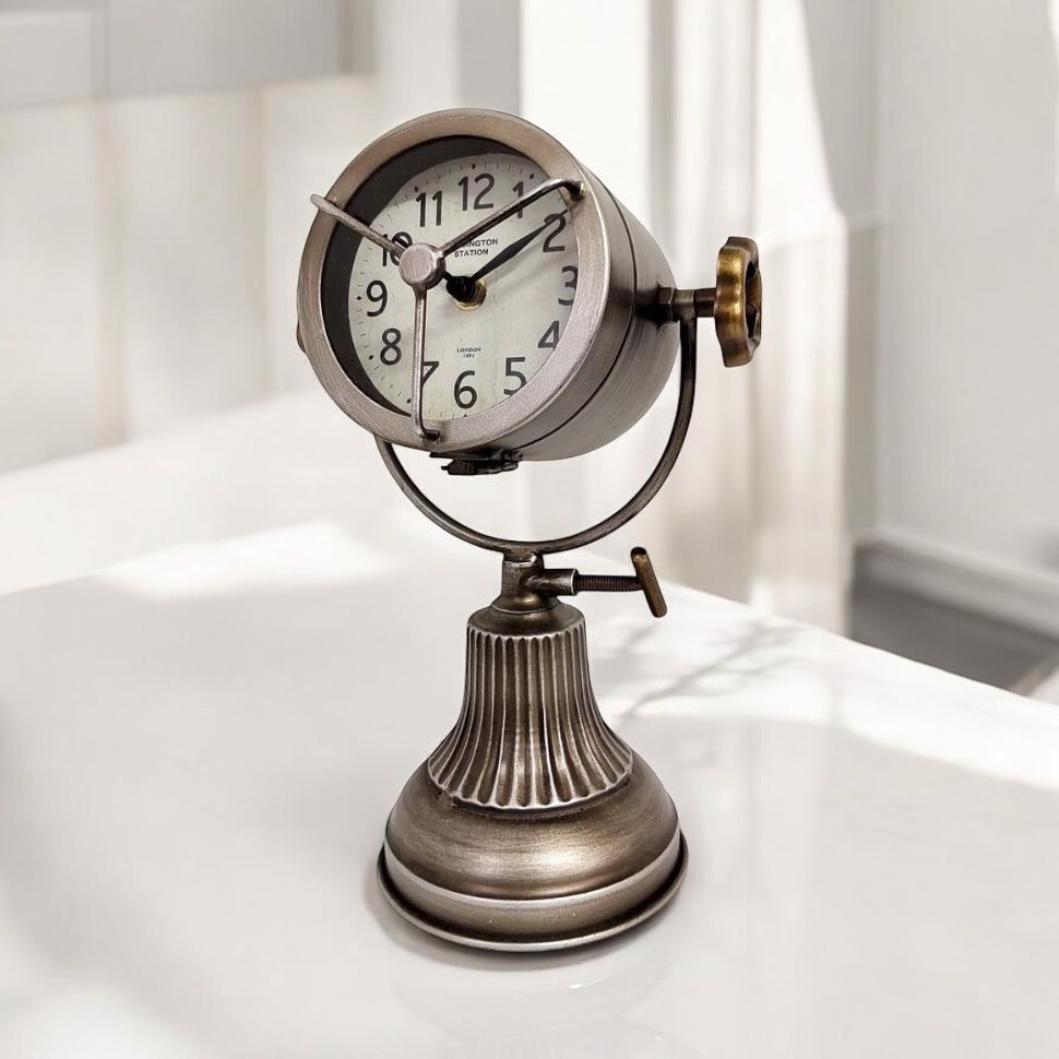 AcaciaHome Unique & Classic 31cm Silver Silent Sweep Mantel Clock – Modern Tabletop Timepiece with Sleek Metallic Finish & Quiet Movement for Home, Office, Bedroom or Any Interior Decor