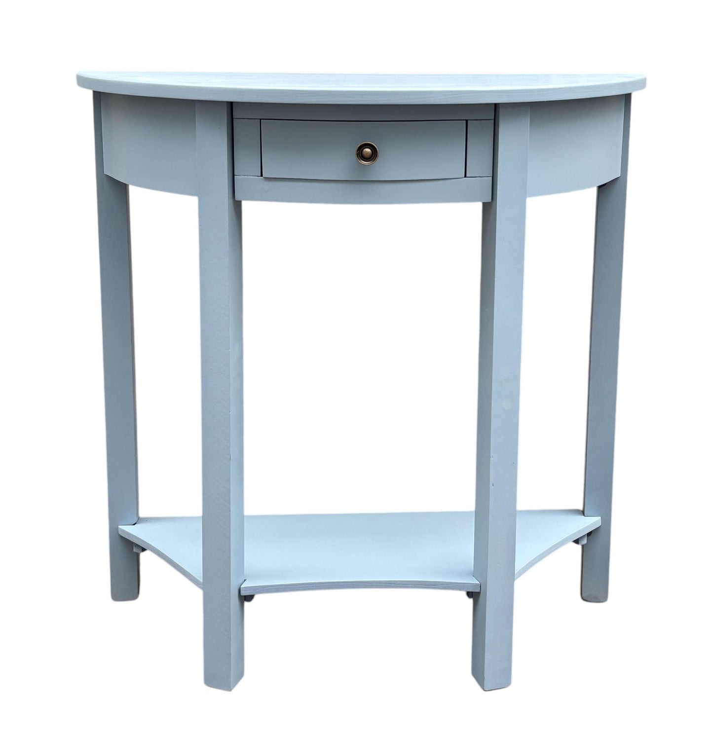 AcaciaHome Modern and Stylish 1 Drawer Semicircle Design Console Table - Art Deco Style with Storage, Medium Wood Tone, and Satin Knob Handle for Home, Office, or Living Spaces (Sky Blue)