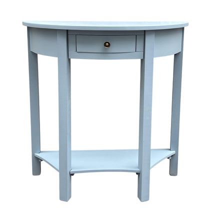 AcaciaHome Modern and Stylish 1 Drawer Semicircle Design Console Table - Art Deco Style with Storage, Medium Wood Tone, and Satin Knob Handle for Home, Office, or Living Spaces (Sky Blue)