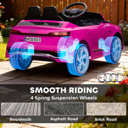 AIYAPLAY Audi Q8 etron Sportback Licensed Ride on Car with Remote Control, Four-Wheel Suspension, Soft Start for Ages 3-4, Pink
