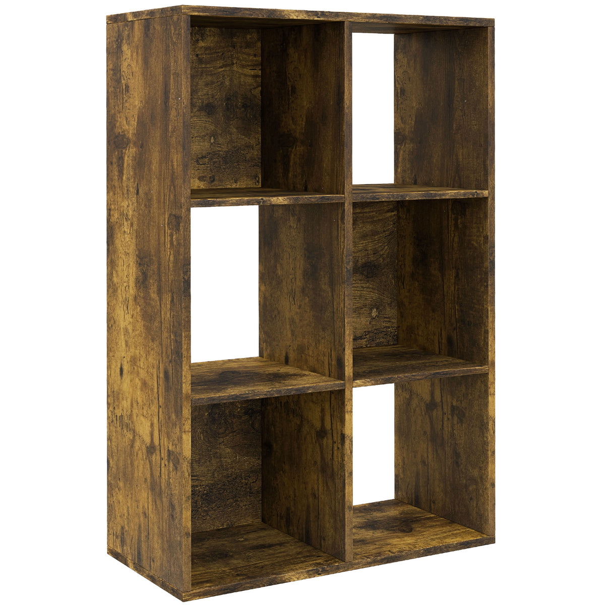 HOMCOM 6-Cube Bookshelf - Rustic Brown