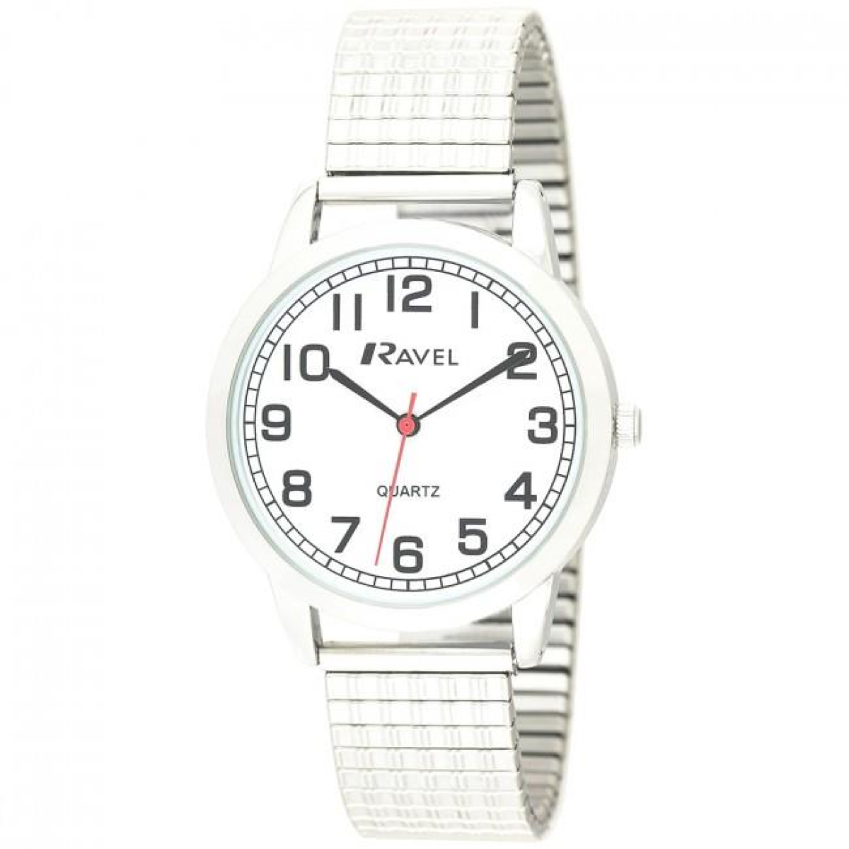 Ravel Mens Bold Number White Dial Expander Bracelet Watch R0232.11.1