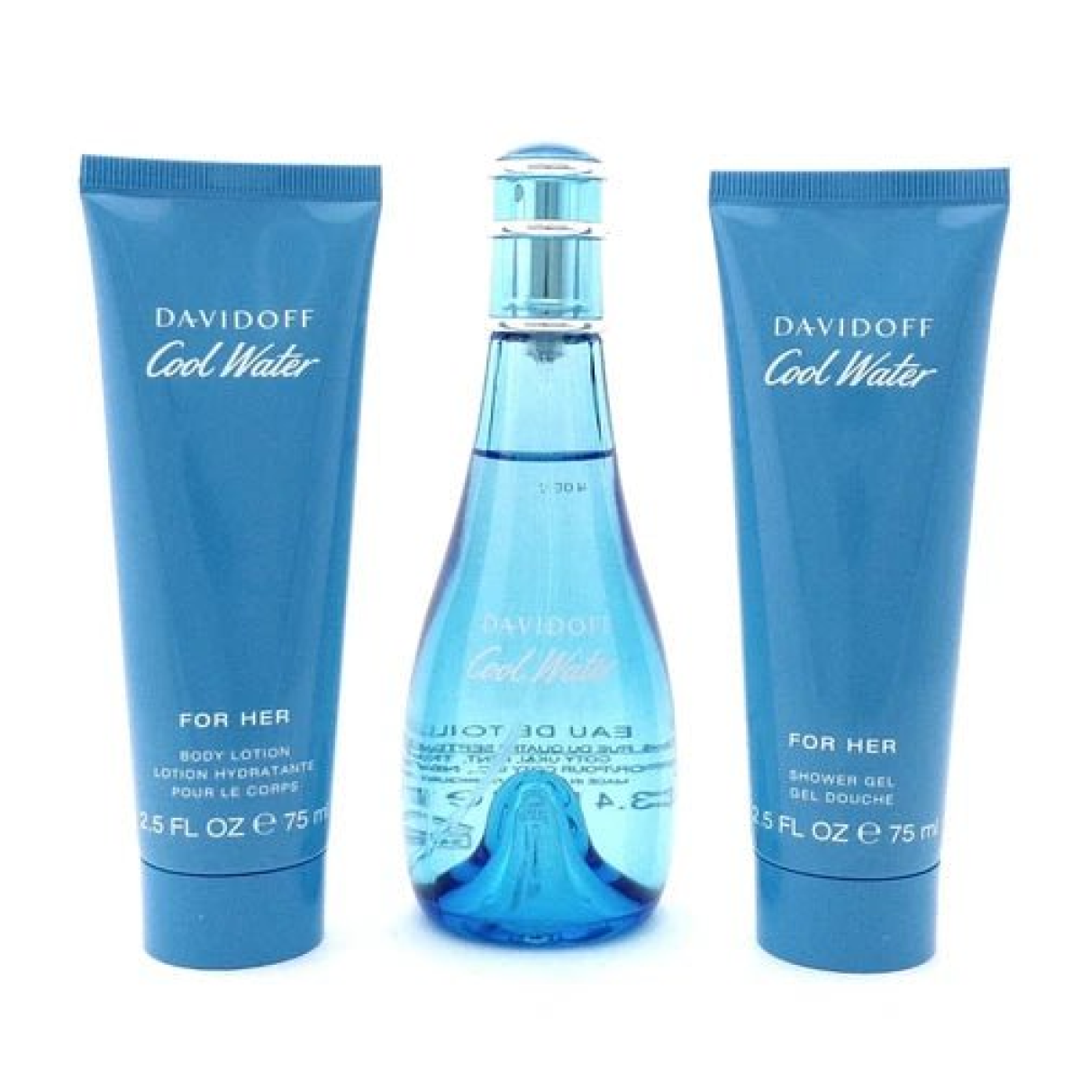 Davidoff Cool Water Gift Set (Eau De Toilette 100ml  Body Lotion 75ml  Shower Gel 75ml)