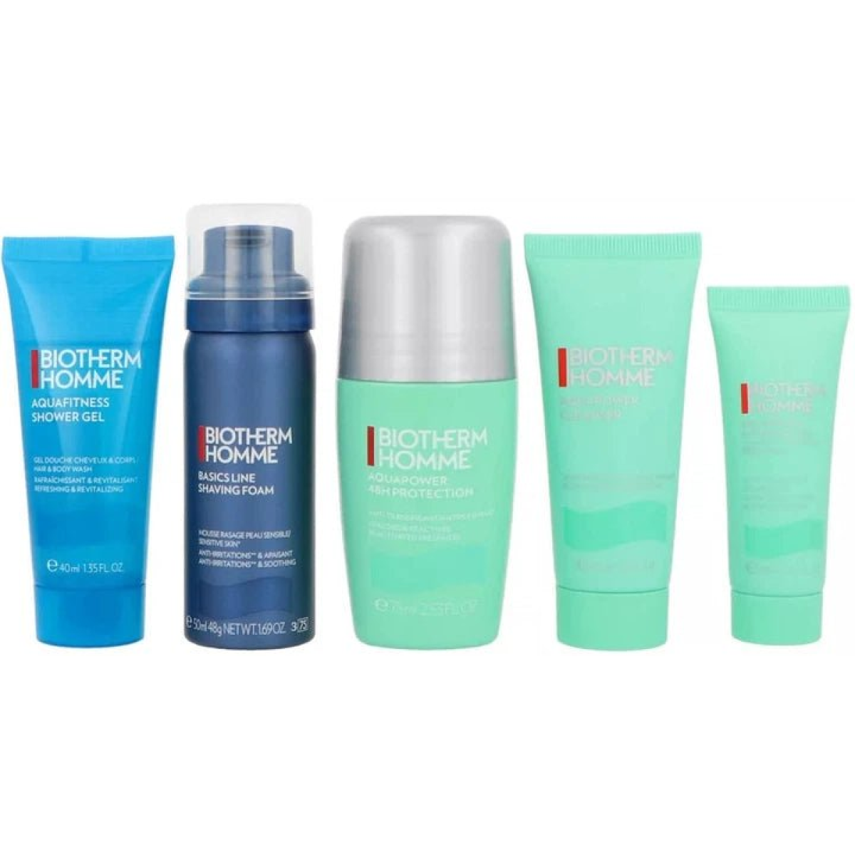 Biotherm Aquapower Set (Cleanser 40ml  Shower Gel 40ml  Shaving Foam 50ml  Deodorant 75ml  Advanced Gel 20ml)