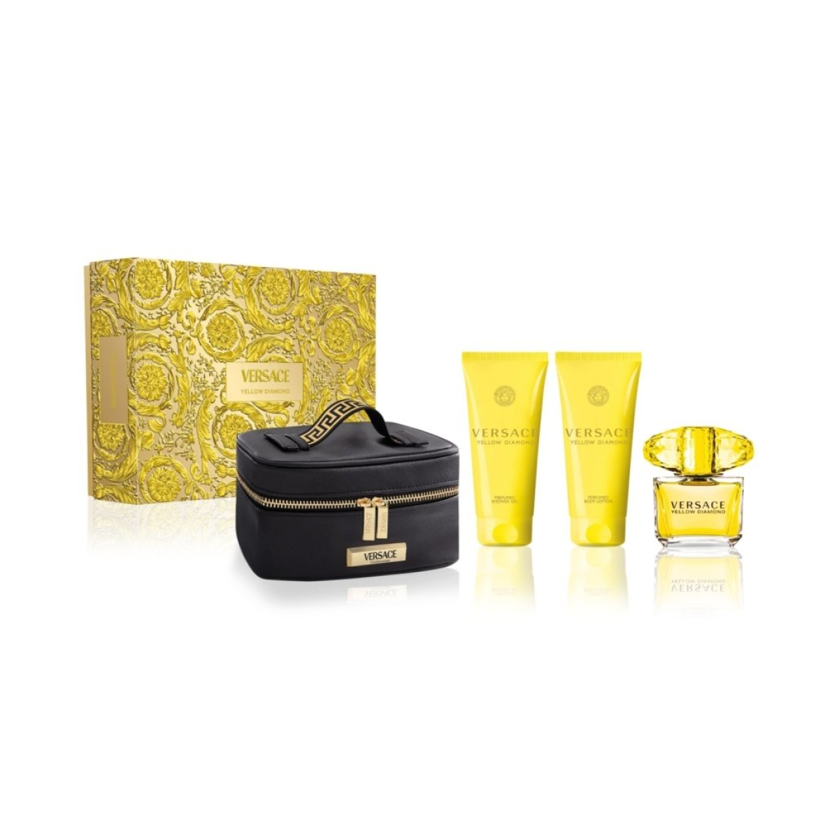 Versace Yellow Diamond Gift Set (Eau De Toilette 90ml  Shower Gel 100ml  Body Lotion 100ml  Pouch)