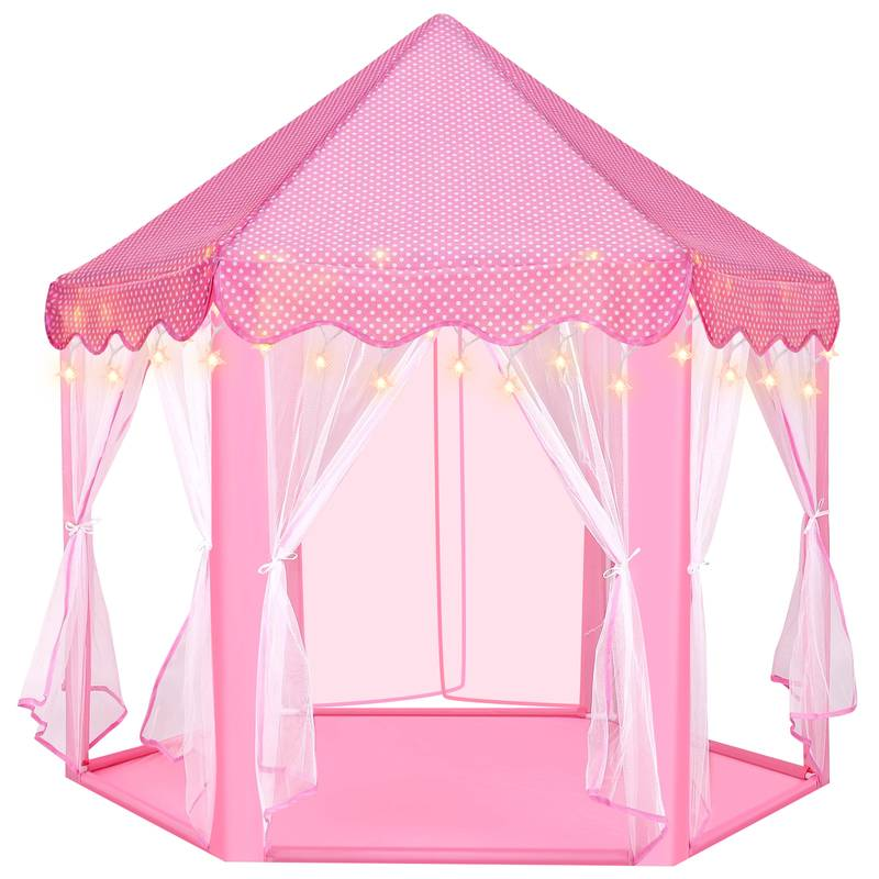 Pink Fairy Princess Hexagon Tent with LED Lights – Indoor & Outdoor Playhouse great Christmas present
