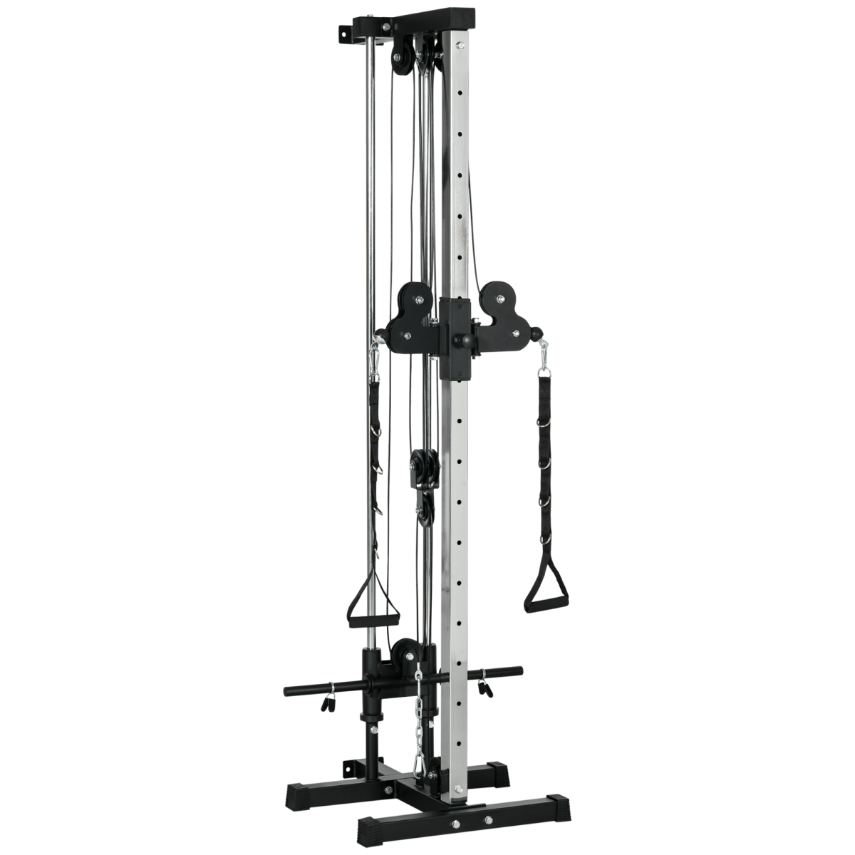 SPORTNOW Wall Mount Cable Station with 15 Positions Adjustable Dual Pulleys