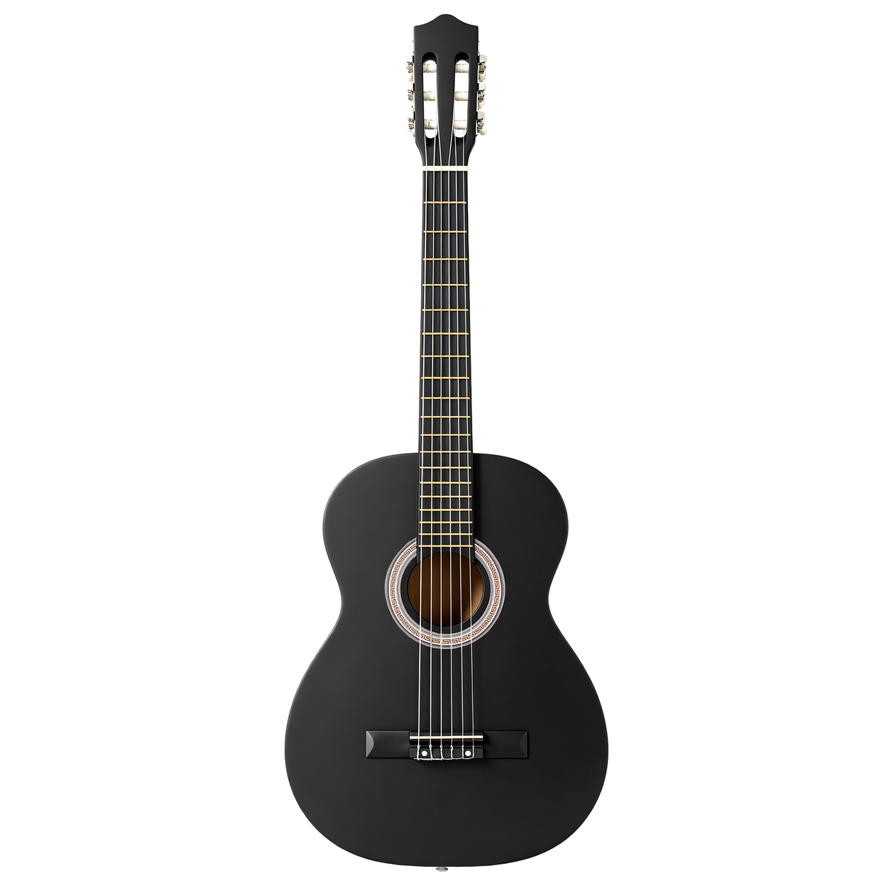 39 Inch Round Barrel Basswood Classical Folk Guitar (Matte Black)