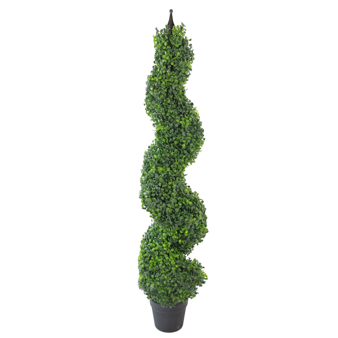 120cm (4ft) Tall Artificial Boxwood Tower Tree Topiary Spiral Metal Top