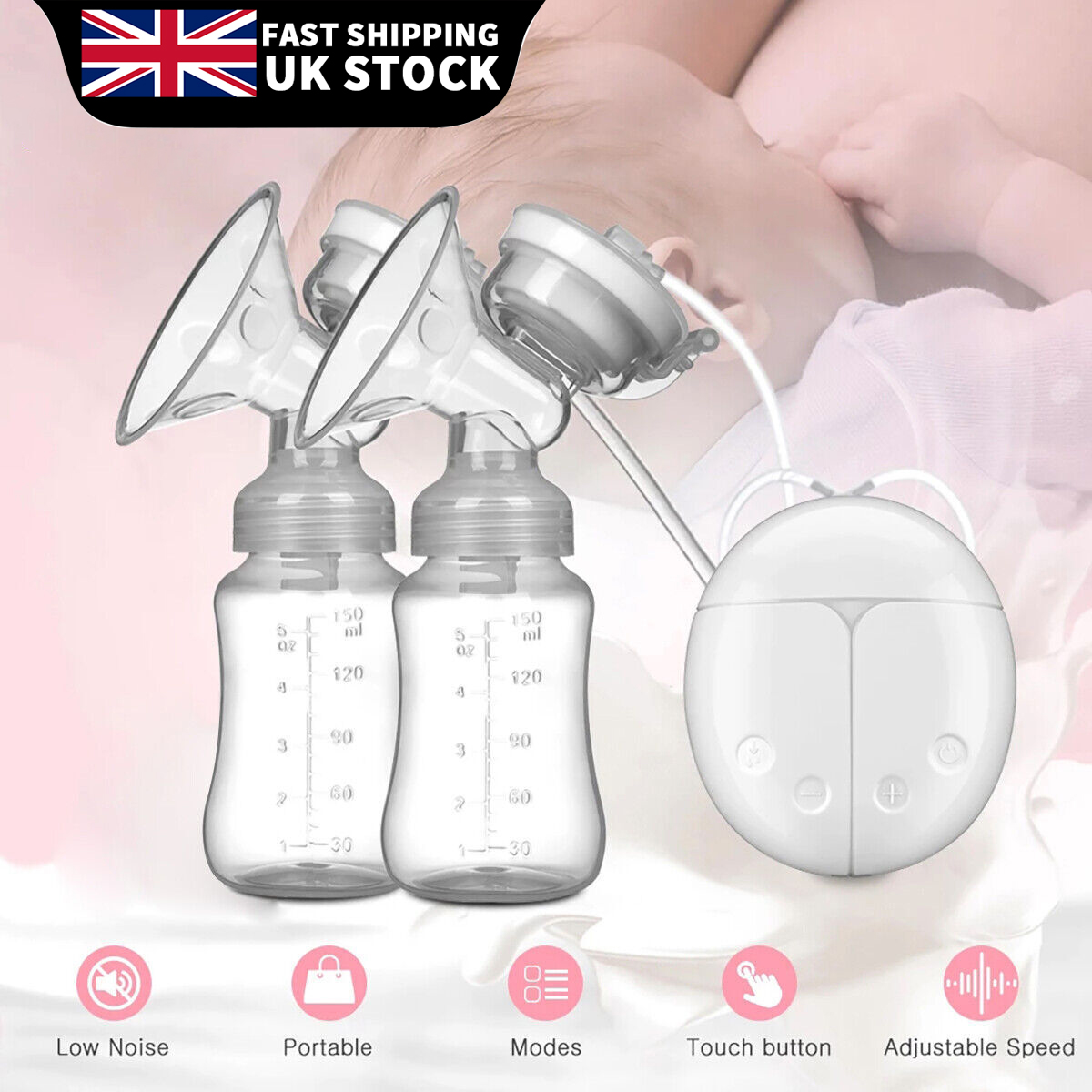 Automatic Double Electric Breast Pump + Lid & Nipple Kit | Efficient Breastfeeding Pump