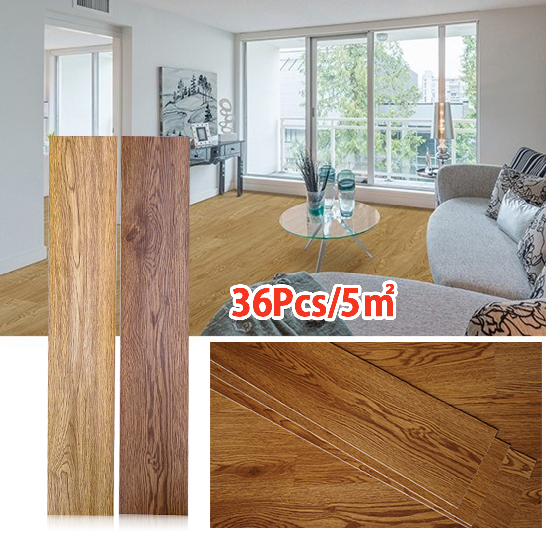 5m² Floor Planks Tiles Self Adhesive Wood Effect Vinyl Flooring Kitchen Bathroom UK