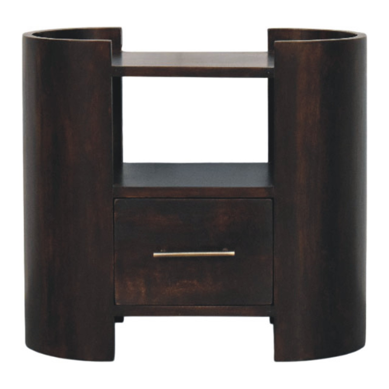 Artisan Furniture Solid Wood Valencia Bedside Table, 1 Drawer & 1 Shelf, Dark Brown