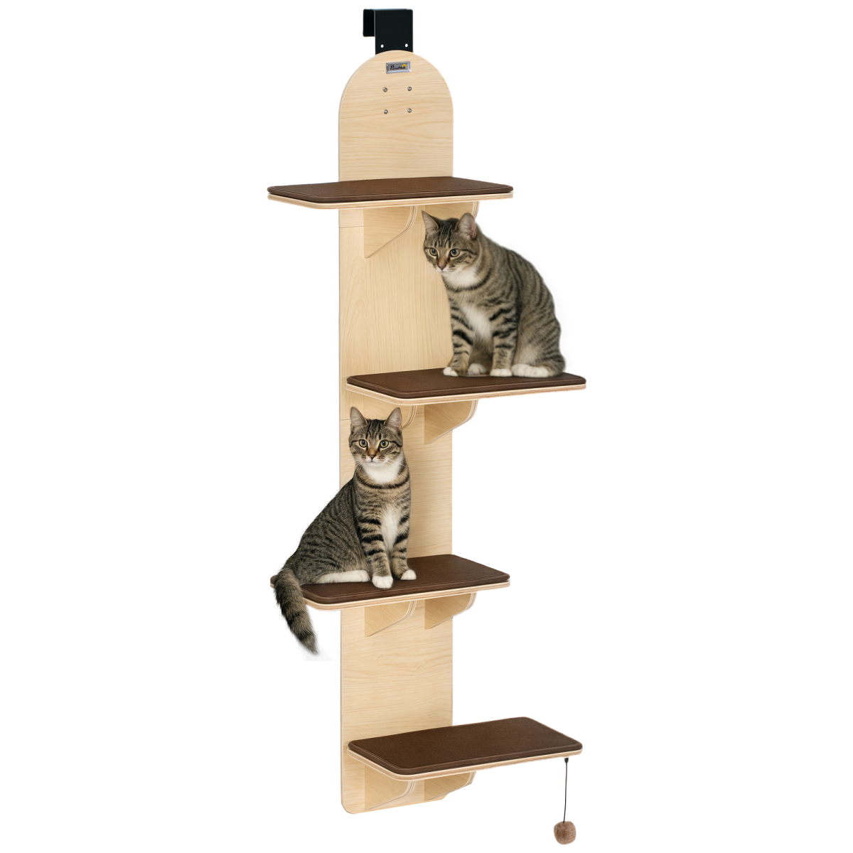 PawHut 4-Level Cat Tree Door Mounted with Washable Plush Pads, Toy Ball