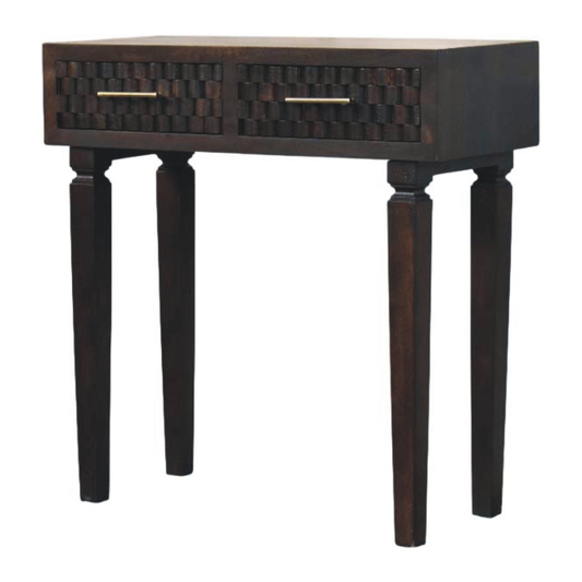 Artisan Furniture Solid Wood Arno Console Table, 2 Drawers, Dark Brown