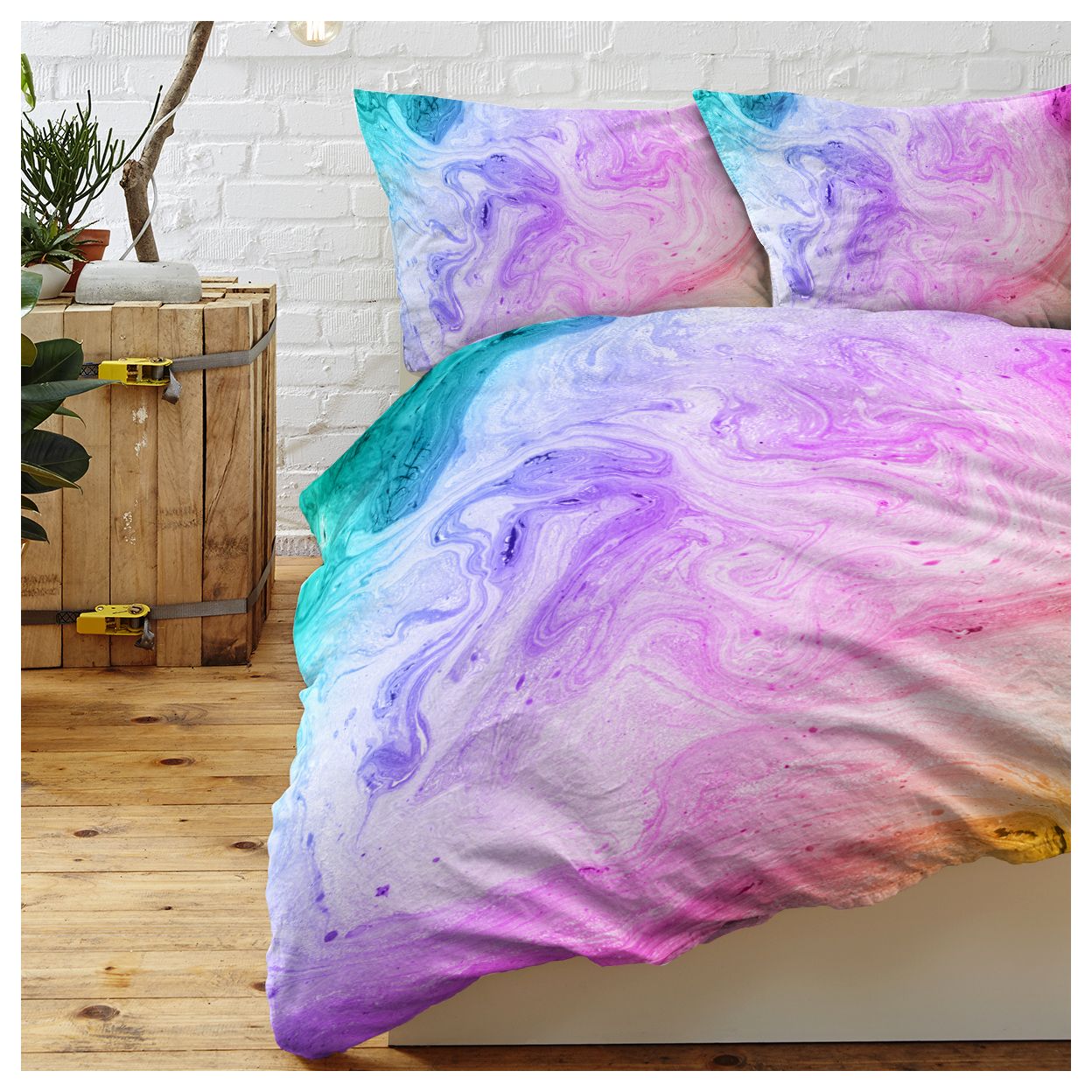 Girly Duvet Cover Rainbow Glitter Ombre Bedding Sets 3 Pcs Chic Unicorn Pink Purple Blue Green Pastel Bed Spreads Sparkle Quilt Cover Set with 2 Pillow Shams (Double)