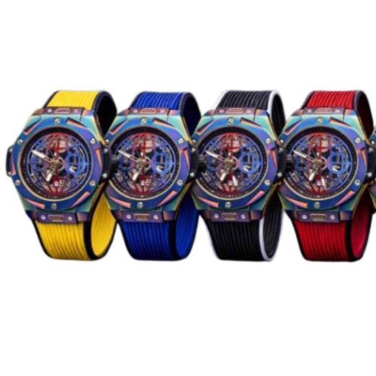 New Rainbow Watch Mens Dated Dial Analogue Rubber Strap Watch NY London