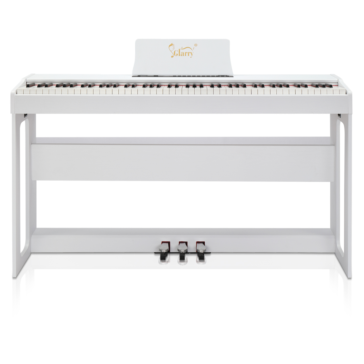 Glarry GDP-104 88 Keys Full Weighted Keyboards Digital Piano with Furniture Stand, Power Adapter, Triple Pedals, Headphone, for All Experience Levels White