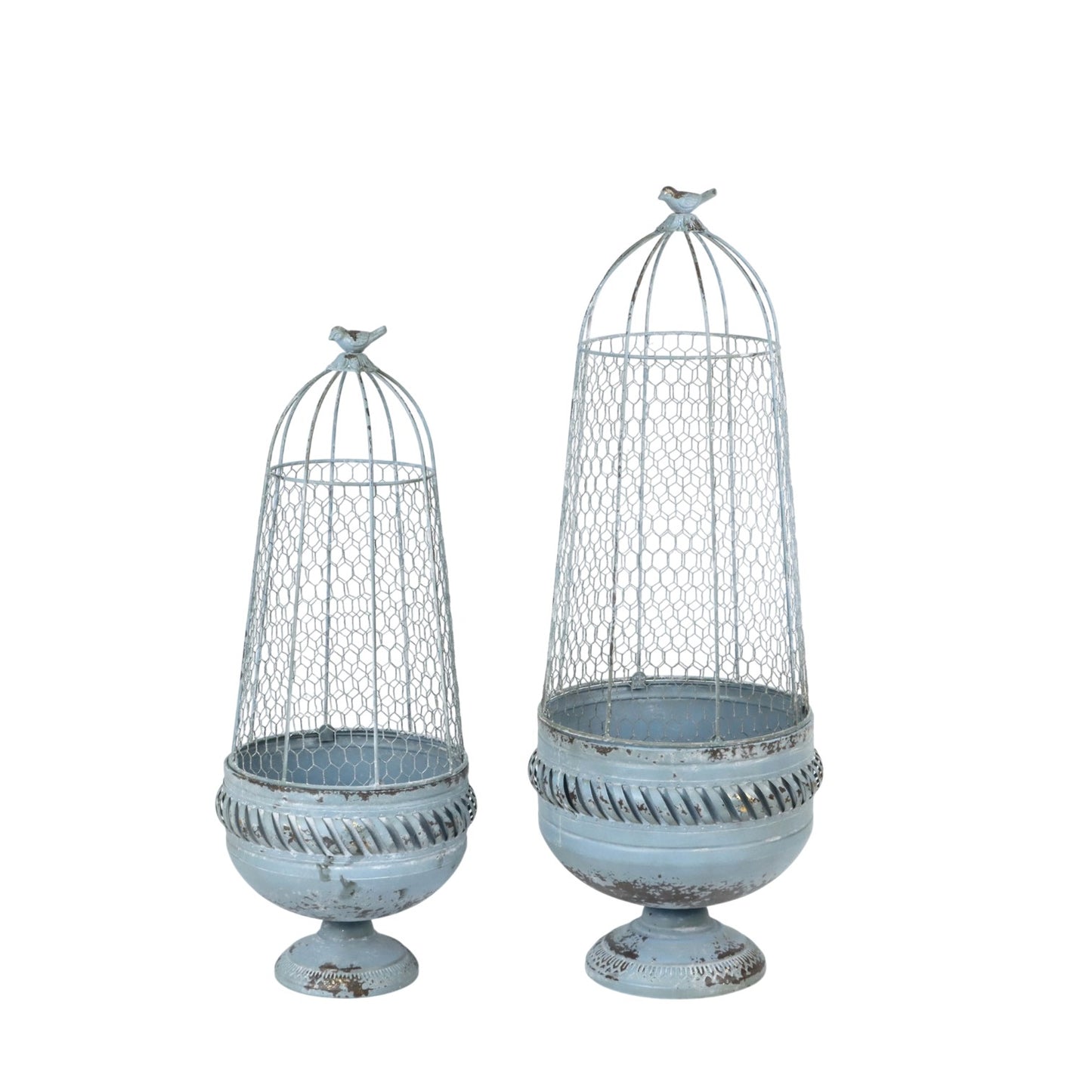 83/70CM CREAM METAL SET 2 PLANT STANDS