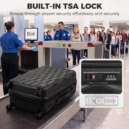 HOMCOM 30Inch 77cm Suitcase, ABS Hard Shell Checked Luggage with TSA Lock, Spinner Wheels, Telescopic Handle, Black