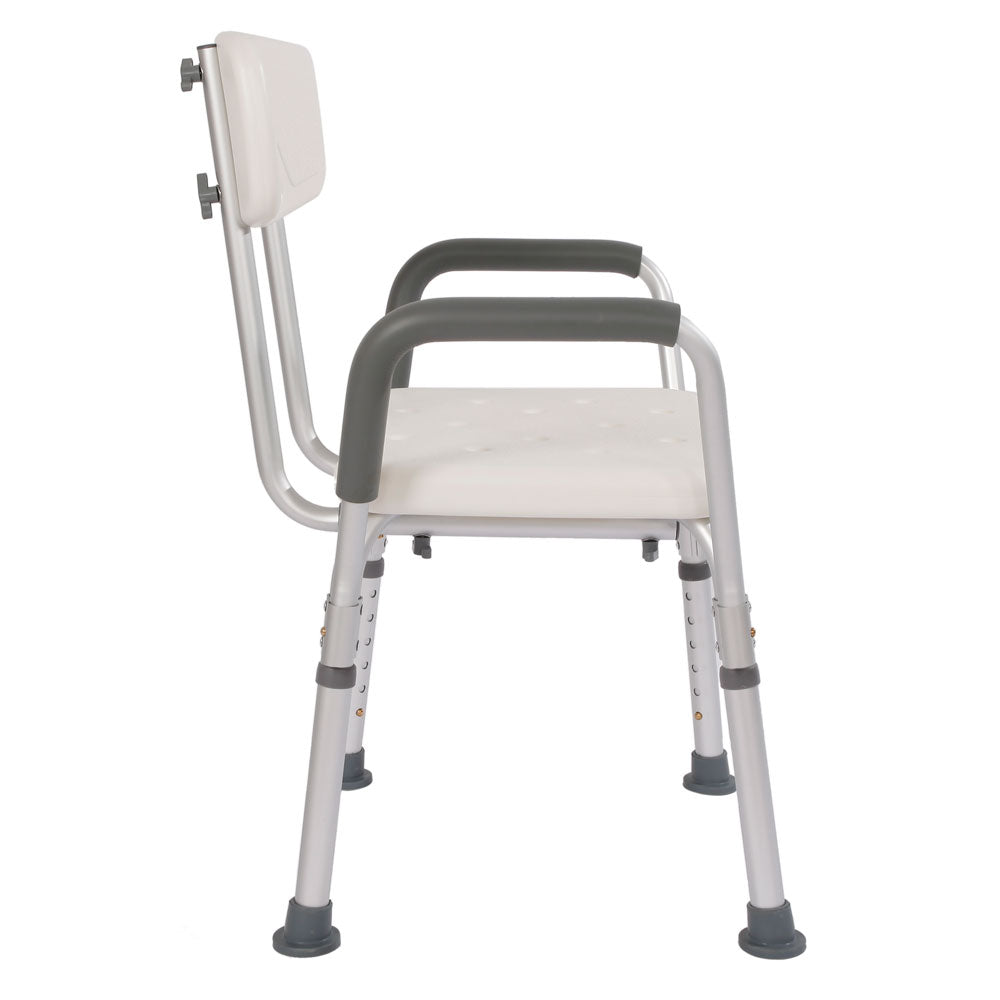 Medical Bathroom Safety Shower Tub Aluminium Alloy Bath Chair Bench with Back & Handle White
