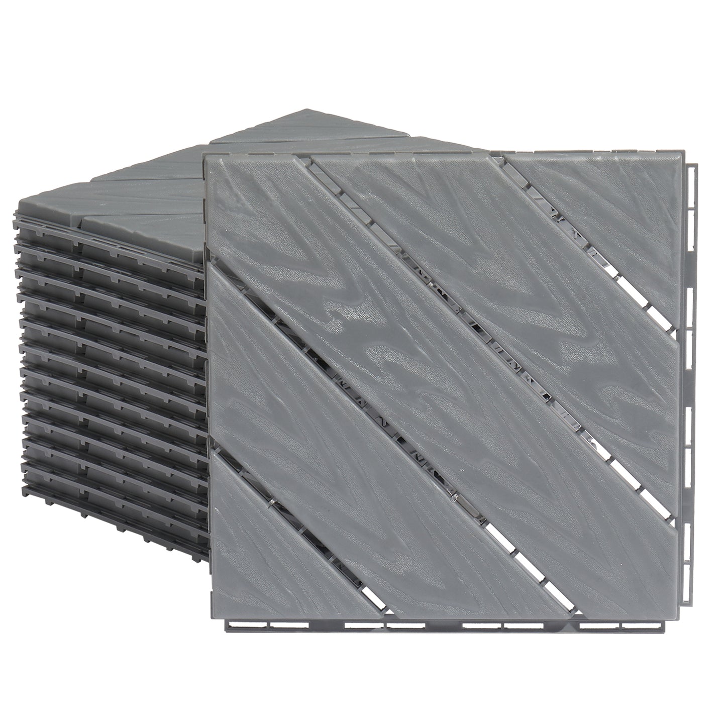 Plastic Interlocking Deck Tiles, 9 Pack, 11.8"x11.8" Waterproof Flooring Tiles for Indoor and Outdoor, Patio Floor Decking Tiles for Porch Poolside Balcony Backyard, Dark Grey