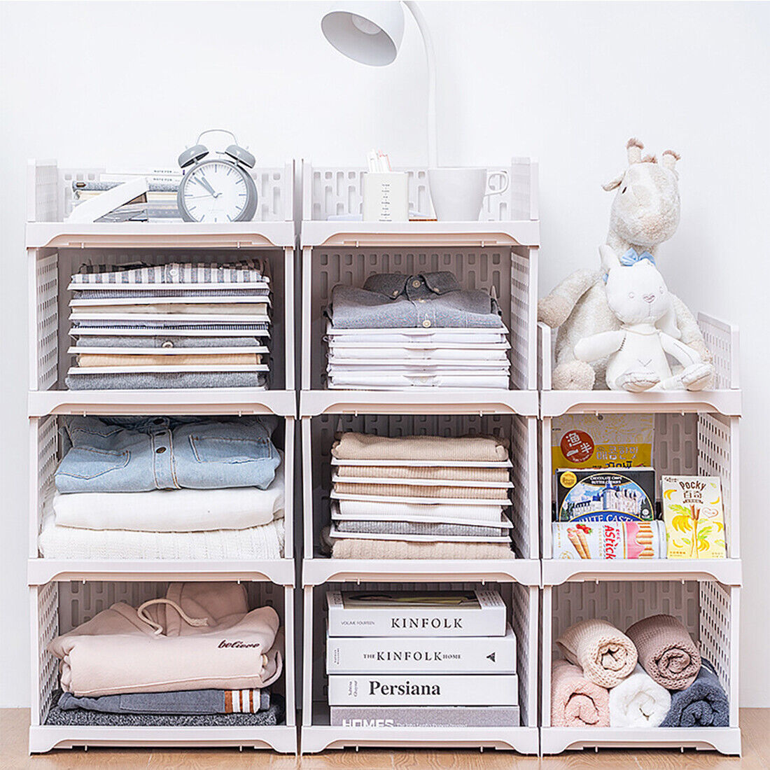 White wardrobe drawer storage cabinet clothes wardrobe stackable storage box