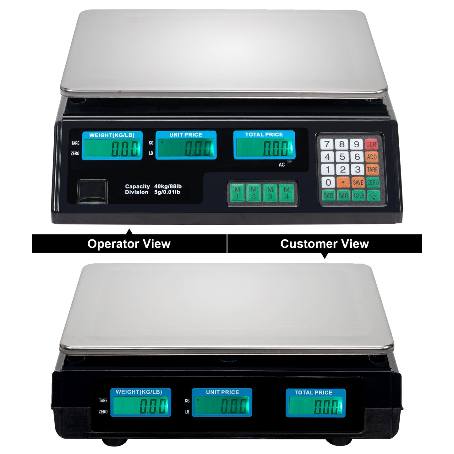 【Old code:17568532】ACS-30 40kg/5g Digital Price Computing Scale for Vegetable UK Plug Silver & Black