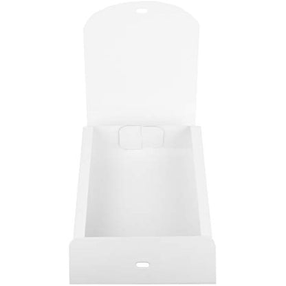 Emartbuy Pack of 12 Square Shaped Presentation Gift Box, 16.5 cm x 16.5 cm x 5 cm, Easy Assembly, White Box with Bow Ribbon