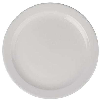 Olympia Athena Narrow Rimmed Plates 254 Mm/10 Inch (Pack Of 12), White Porcelain, Dinner Plate Set, Restaurant Tableware, Dinnerware - Microwave Safe, CF364