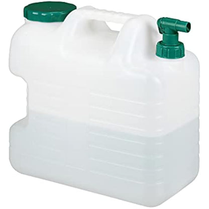 Relaxdays Water Canister with Tap, 20 litres, Camping Container, BPA-Free Plastic, Wide Opening, Handle, White/Green