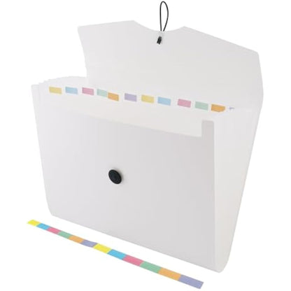 D.RECT 5580 Expandable Expanding File 12 Compartments A4 White